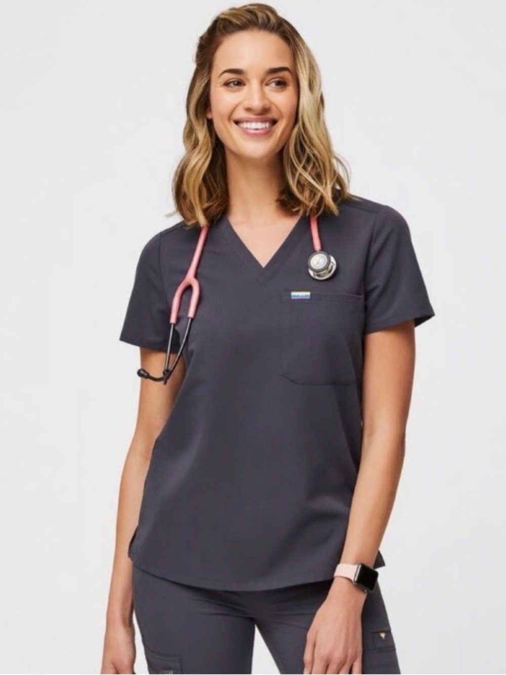 FIGS Charcoal Pride Scrub Set - Catarina Top & Zamora High Waisted Joggers - Picture 2 of 10
